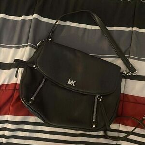 MICHAEL Michael Kors Black Shoulder Bag with Silver Accents